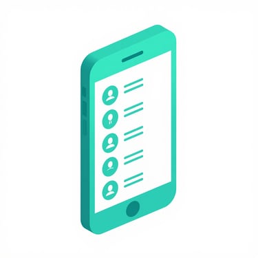 Isometric 3D vector icon of a smartphone showing resident feedback and voting interfaces, clean vector, minimalist white background
