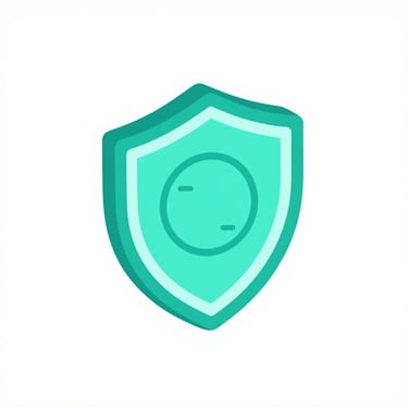 Isometric 3D vector icon of a security guard shield with digital tracking radar, vibrant teal, minimalist white background