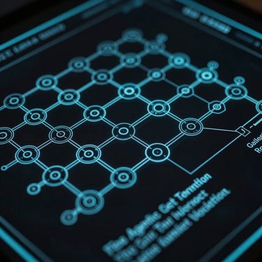Macro blueprint schematic of node-based agentic workflows, high-contrast cool cyan lines on a pitch-black background, technical terminal interface aesthetic.