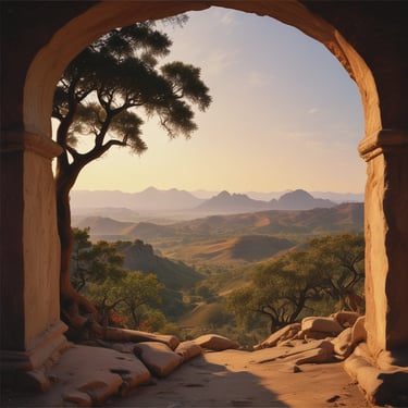 A scenic view of a traveler immersed in nature, feeling the moment deeply.