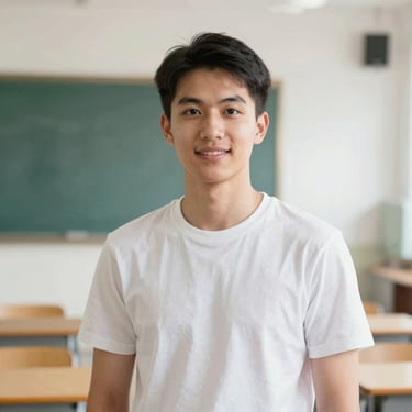 Professional portrait of a male student topper, clean high-contrast academic background, warm lighting