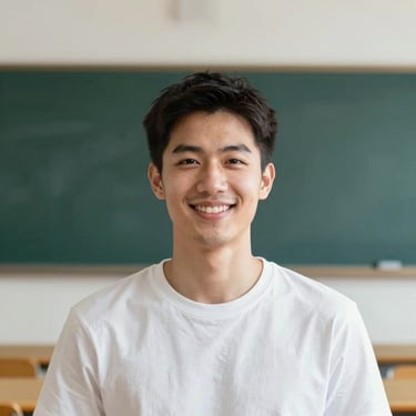 Professional portrait of a male NEET topper smiling, clean high-contrast academic background, warm lighting