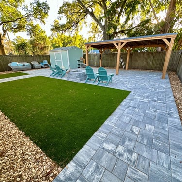 Pavers, pergola, firepit, outdoor living