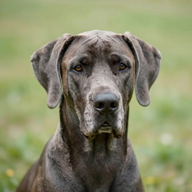 Happy Doberman playing with a chew toy in a sunny backyard.