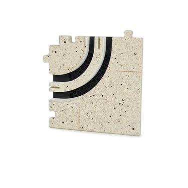 ERGOVENT LINEO PRO PUZZLE 2-slot moulage 20x20 round corner piece showing curved dual slot grilles and puzzle lock edges