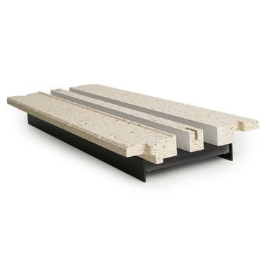ERGOVENT LINEO PRO PUZZLE 2-slot moulage 20x500mm showing dual puzzle lock joint and gypsum texture