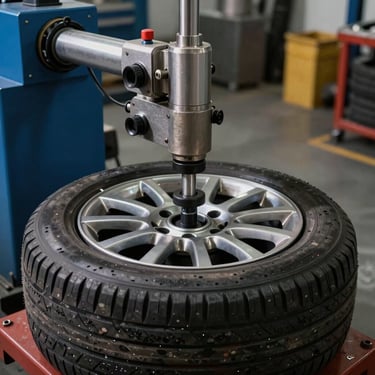 Automated leverless tire changer head demounting a low-profile tire from a heavy alloy wheel