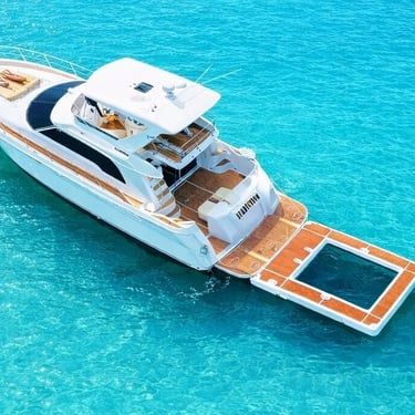 Private yacht in Miami cruising near downtown skyline