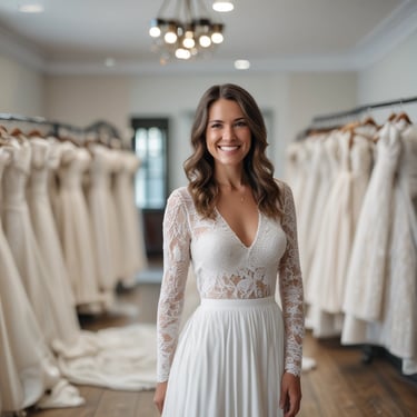 Smiling middle-aged woman standing proudly in front of her freshly painted house.