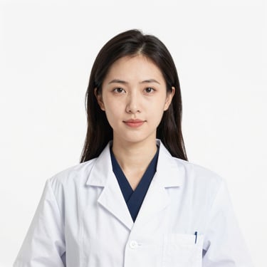 Professional headshot of a female researcher, clean white background, sharp focus, academic attire