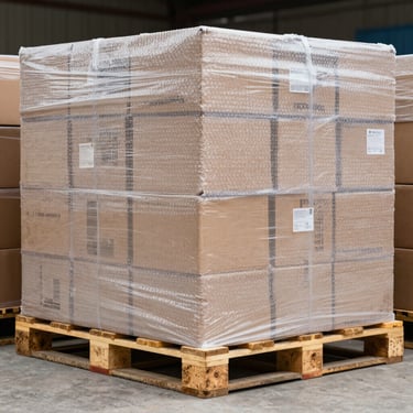 Stacks of packed household goods prepared for shipping, showcasing careful handling.