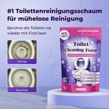 FizzClean WC-Reinigungspulver - Entfernt Kalk und Urinstein ohne Bürste - Vorher-Nachher Effekt