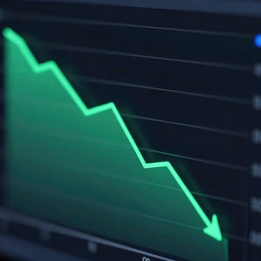 Close-up screenshot of a sleek neon-emerald line chart showing loan balance decreasing over time, dark mode interface, high contrast