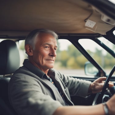 A happy man sitting at a desk with a laptop, looking relieved.