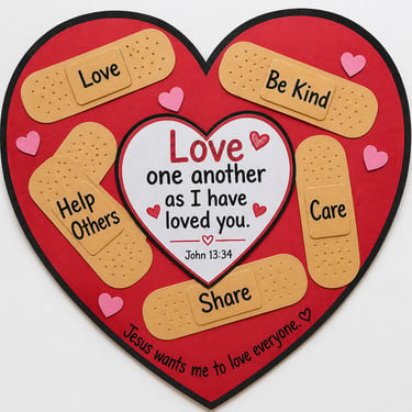 Heart Bible craft for kids about loving others — John 13:34.