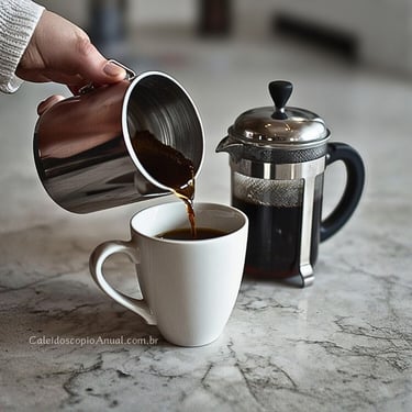 Café sendo servido em uma xícara branca