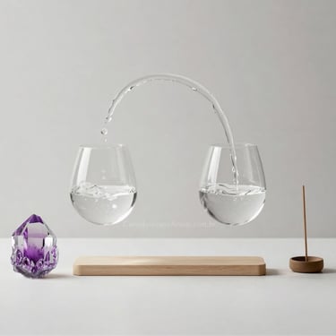 Integração energética água: visualização Temperança opostos equilibrando ametista harmonia cura ritual