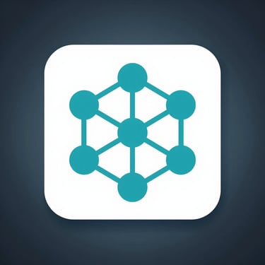 Abstract clean geometric node icon representing European compliance, cool studio lighting, cyan accents.
