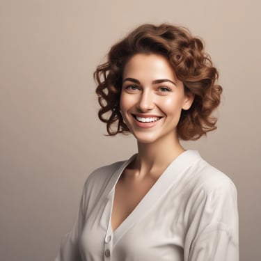 A happy dentist showing a bright smile in a modern dental clinic.