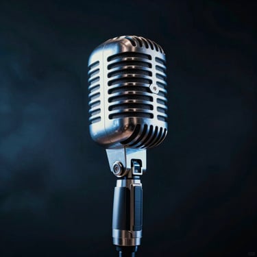 Album cover art featuring a silver microphone silhouette against a dark smoky background