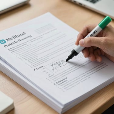 Close-up shot of physical certification study guides and practice exam papers stacked neatly on a wooden desk, a professional participant's hand highlighting a diagram with a green marker, bright natural daylight, clean academic setting.