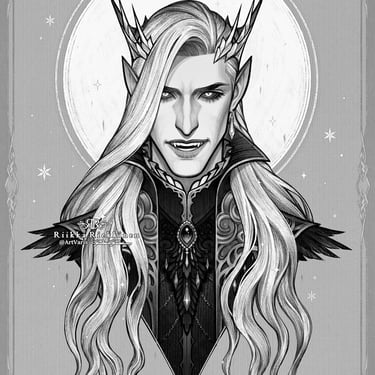 Scyran, the Winter King. Art by Riikka Riekkinen