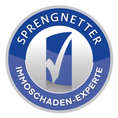Das SPRENGNETTER Siegel "Immoschaden-Experte" untermauert die Fachkenntnis zur Bauschadenbewertung.