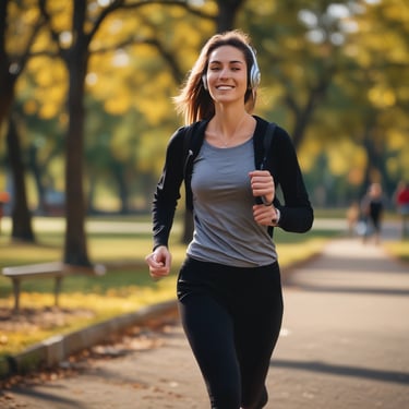 Smiling woman holding a glass of green detox juice in a bright kitchen.