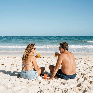 Smiling middle-aged woman enjoying a scenic Italian landscape during her trip.