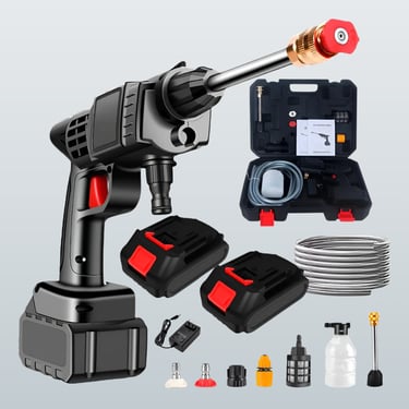 Lavadora Lava Jato Portátil Pressão 2 Baterias + Maleta