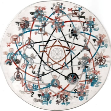 Alchemical Wheel of Transformation window art from 1987 Rainbow Gathering