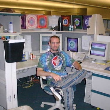 Patrick Brumm at work as tech support