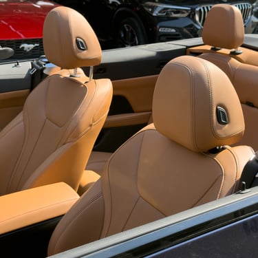 Luxury leather car seats and premium interior comfort details