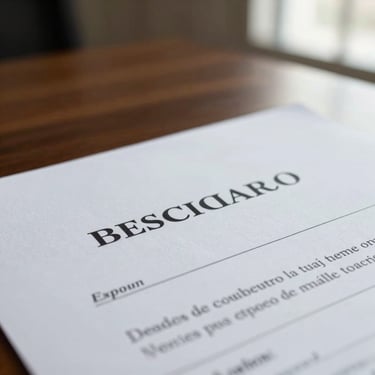 Macro shot of high-quality legal documents with elegant Portuguese typography, resting on a dark wood desk under diffused natural window light.