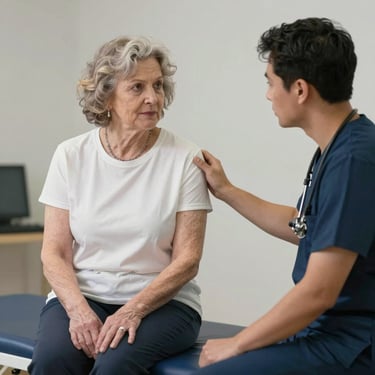 Middle-aged man jogging in the park, looking energized and focused