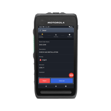 Motorola LEXL11 showing the work task screen to accept
