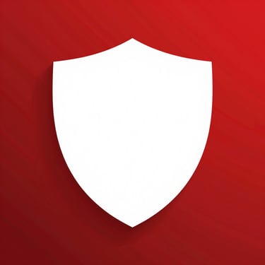 A white shield security icon centered on a red circular background for data protection.
