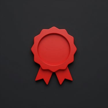 redmedal award ribbon icon on a dark background representing quality or achievement.