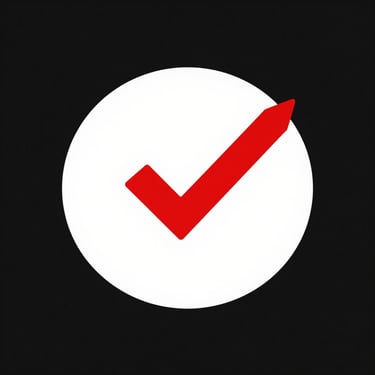 red verified checkmark icon in a circle on a black background for account validation.