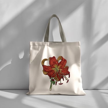 Bolsa de manta con flor de Lily bordada a mano