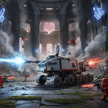 Une scène de combat épique mettant en vedette le LEGO Star Wars 7261 (Clone Turbo Tank)