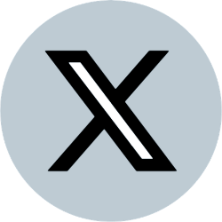 The official X social media logo featuring a minimalist black and white X icon inside a light grey circle.