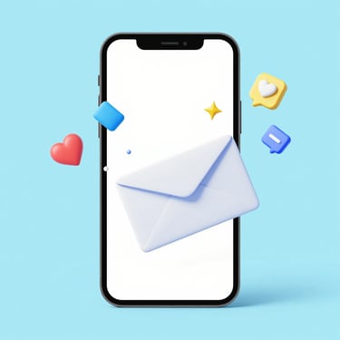 mobile phone with an email envelope and social media notification icons. Pisma iz srca