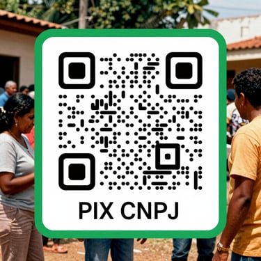 A clean, high-contrast QR Code graphic on a white card, framed by a subtle green border, with the text 'PIX CNPJ' printed clearly below it