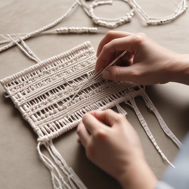 Artesanía hecha con técnica de macramé.