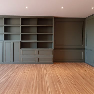 Giulia Sbrogiò | designer - boiserie- interni - boiserie verde - mobile soggiorno - mobile casa - zona living