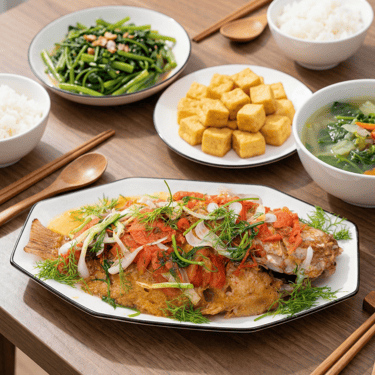 cá sốt cà chua của tiệm cơm văn phòng, cơm gia đình