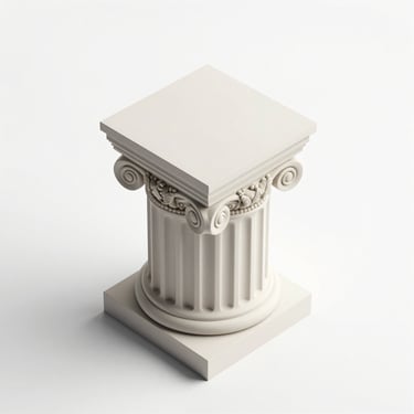 Overhead 45-degree studio shot of a clean architectural column asset, isolated on pure white, soft even lighting, geometry and edge detail crisp, no shadows