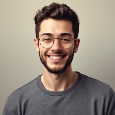 A happy woman holding a package with mercadomosaico branding in a cozy home setting.