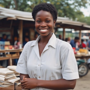 Smiling woman happily unboxing a package at home